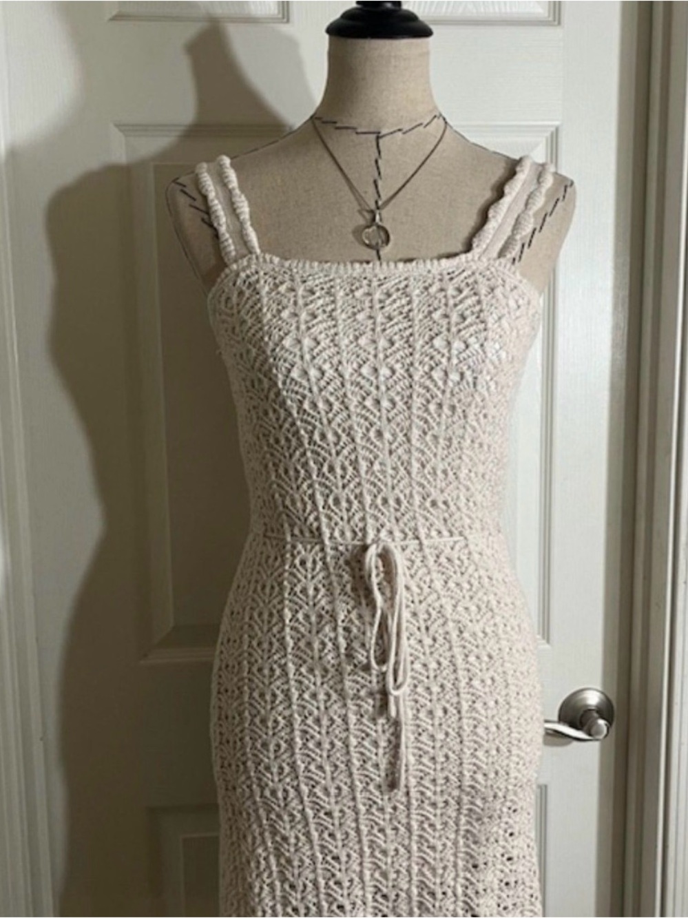 Jessica Simpson Cream Crochet Midi Dress Size M